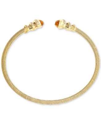 Amethyst (1-1/5 ct. t.w.) & White Topaz (3/8 ct. t.w.) Cuff Bangle Bracelet in 14k Gold-Plated Sterling Silver (Also in Sky Blue Topaz & Citrine)