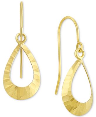 Hammered Open Teardrop Drop Earrings in 10k Gold - Macy's