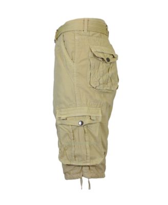 Men's Vintage-Like Cotton Cargo Belted Shorts