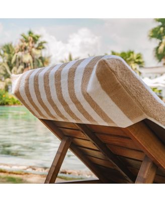 California Cabana Chaise Lounge Covers (2 Pack), Striped Color Options, 30x85 in. with 8" Fitted Pocket for Beach or Pool Chair