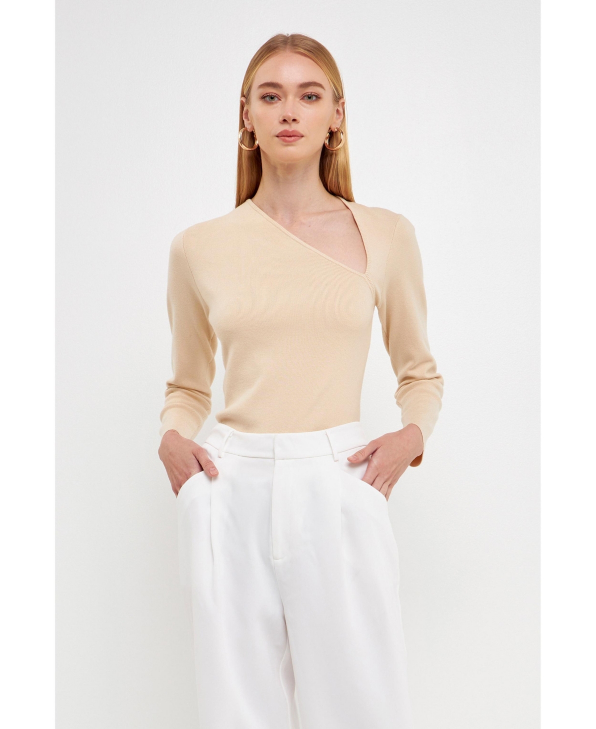 endless rose Women's Cut out Long Sleeve Knit Top
