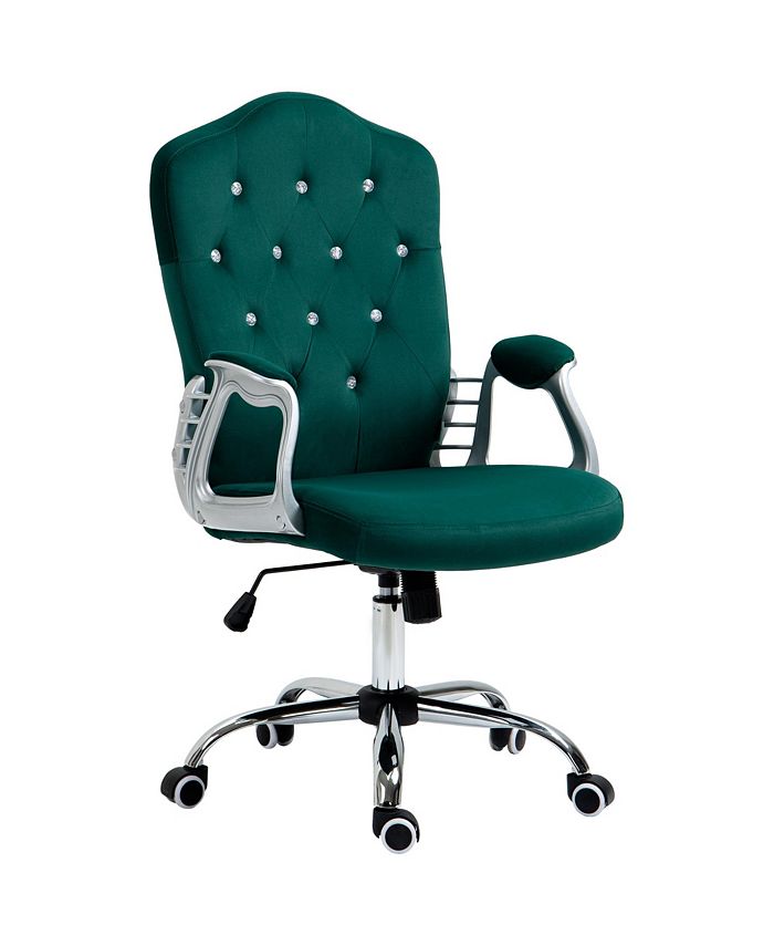 Vinsetto Home Office Chair, Velvet Computer Chair, Button Tufted Desk