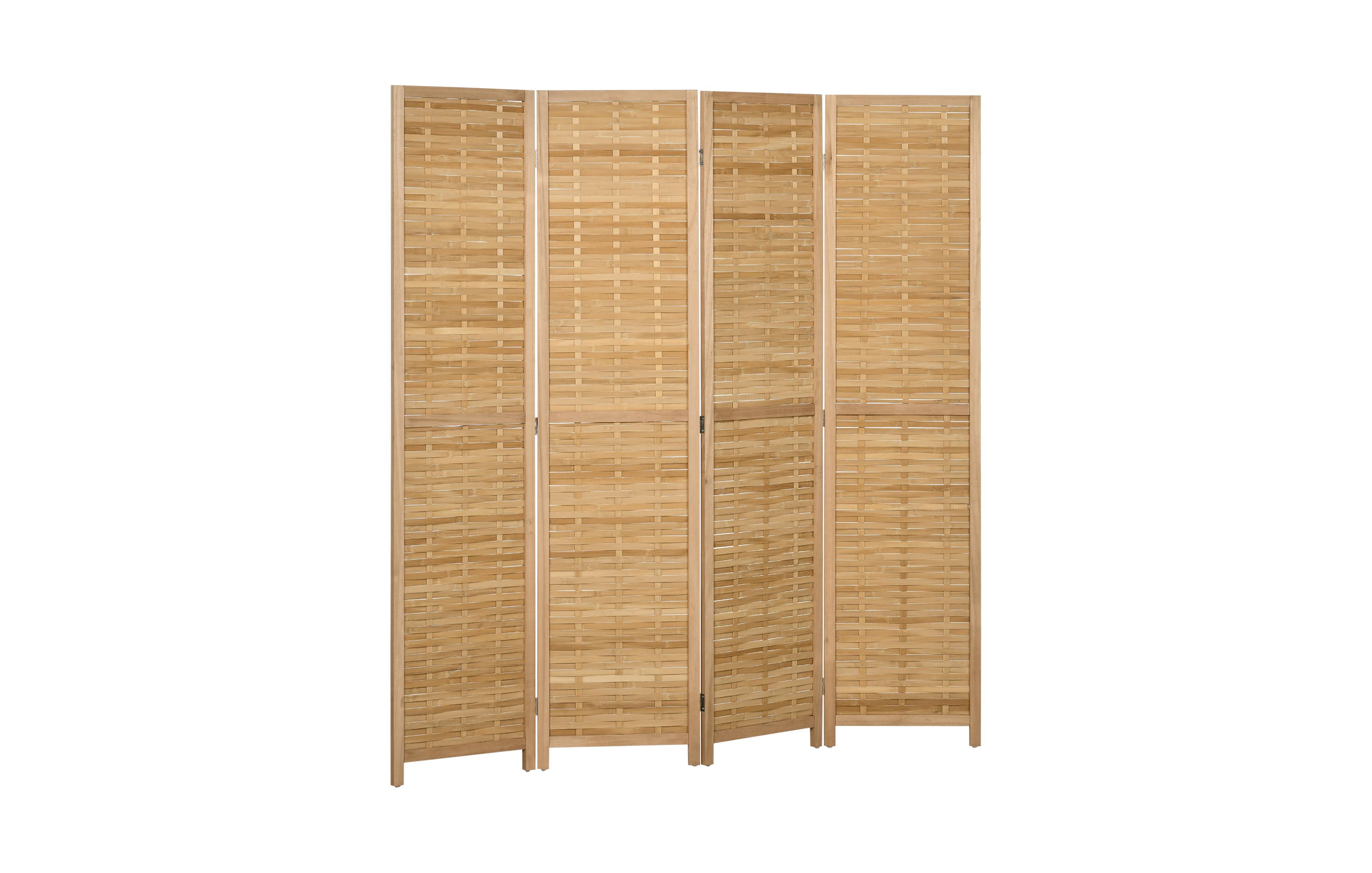 Homcom Bamboo Woven 4 Panel Room Divider, 5.5', Natural