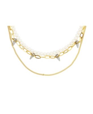 Ash Pearl and Spike Layered Necklace