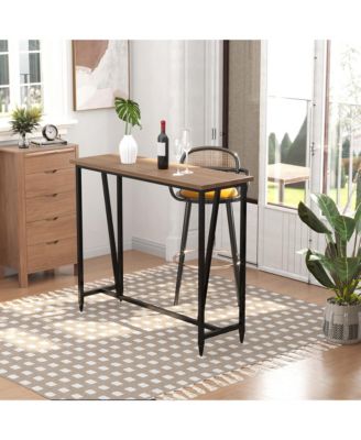 Rustic Industrial Bar Table with Metal Legs & Large Tabletop for Home Bar