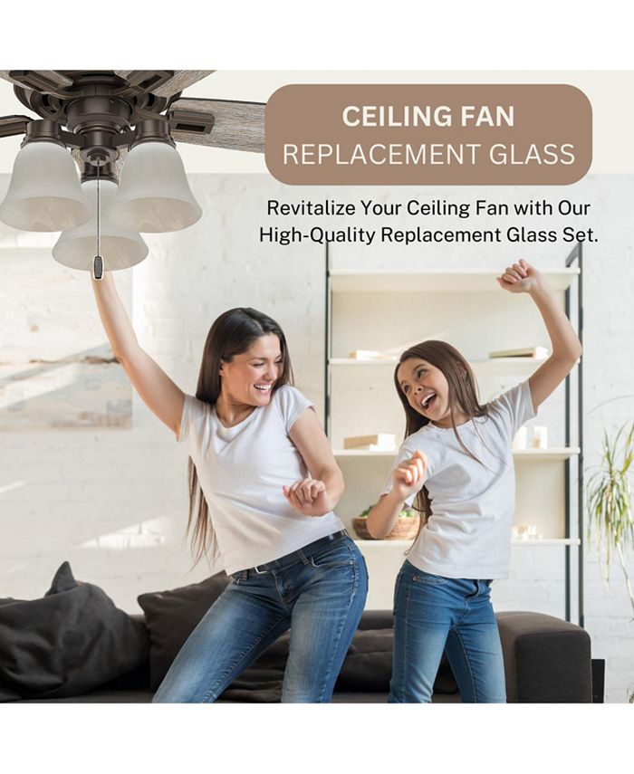 LIGHTACCENTS 4Pack Ceiling Fan Light Covers White Alabaster Glass