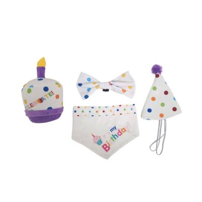 4-Piece Dog Birthday Kit – Celebrate in Style with Bandana, Hat, Bow Tie, and Plush Toy for the Perfect Festive Dog Party, Adjustable, Durable, and Fun for All Sizes