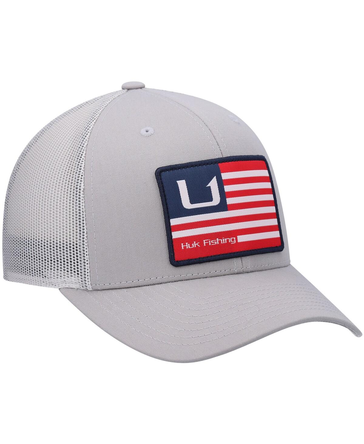 Shop Huk Men's  Gray S And Bars American Trucker Snapback Hat