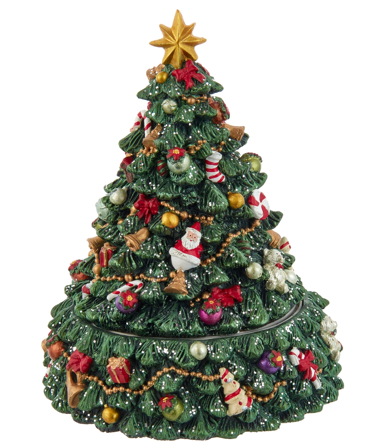 Kurt Adler 7" Christmas Tree Revolving Music Box In Multicolored