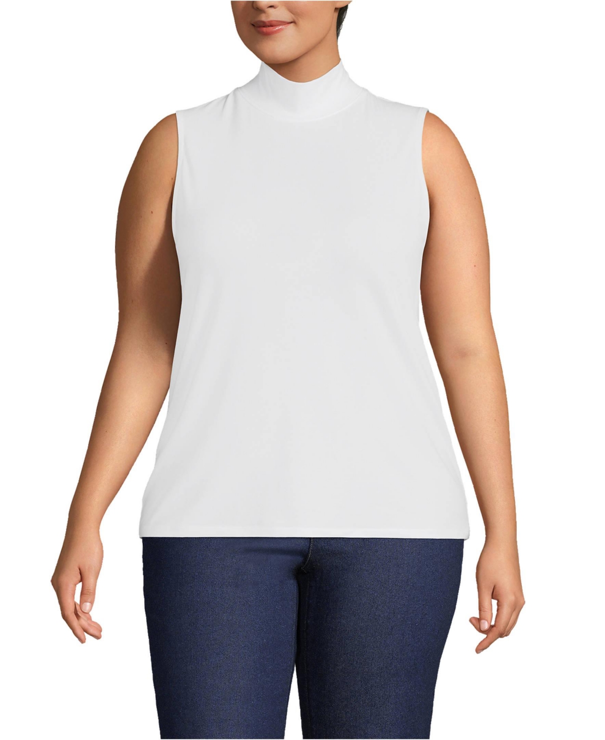 Plus size sleeveless mock neck tops outlet