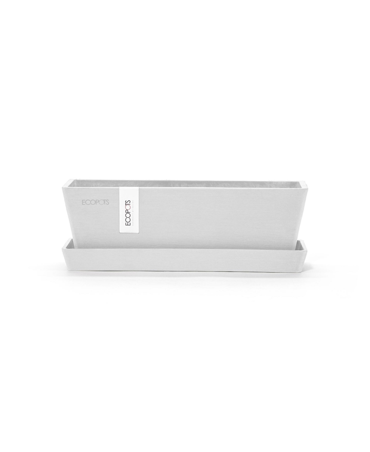 Bruges Modern Plastic Rectangular Planter with Saucer, 10in - Pure white