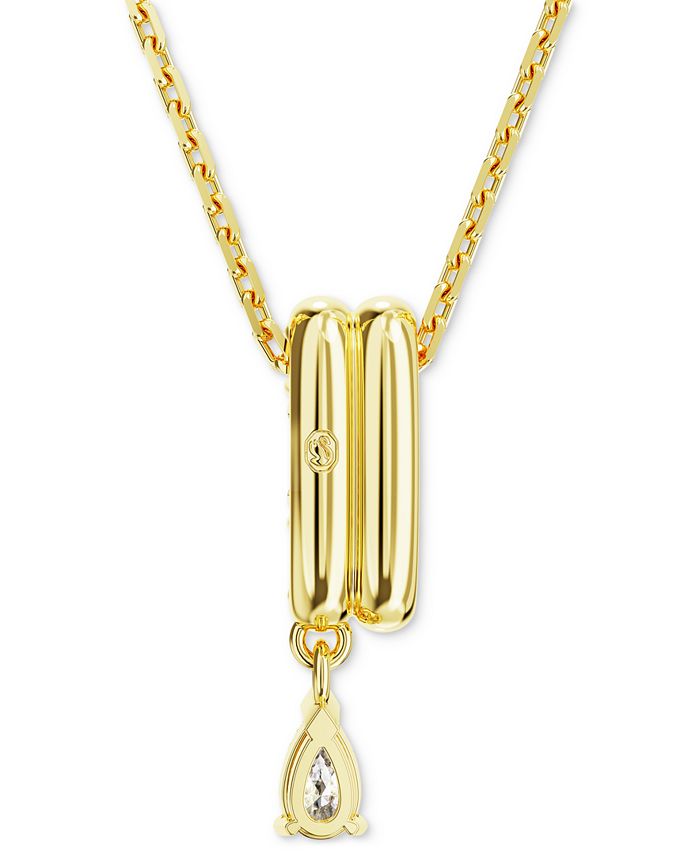 Swarovski Gold Tone Crystal And Polished Bar Pendant Necklace 15 2 Extender Macys