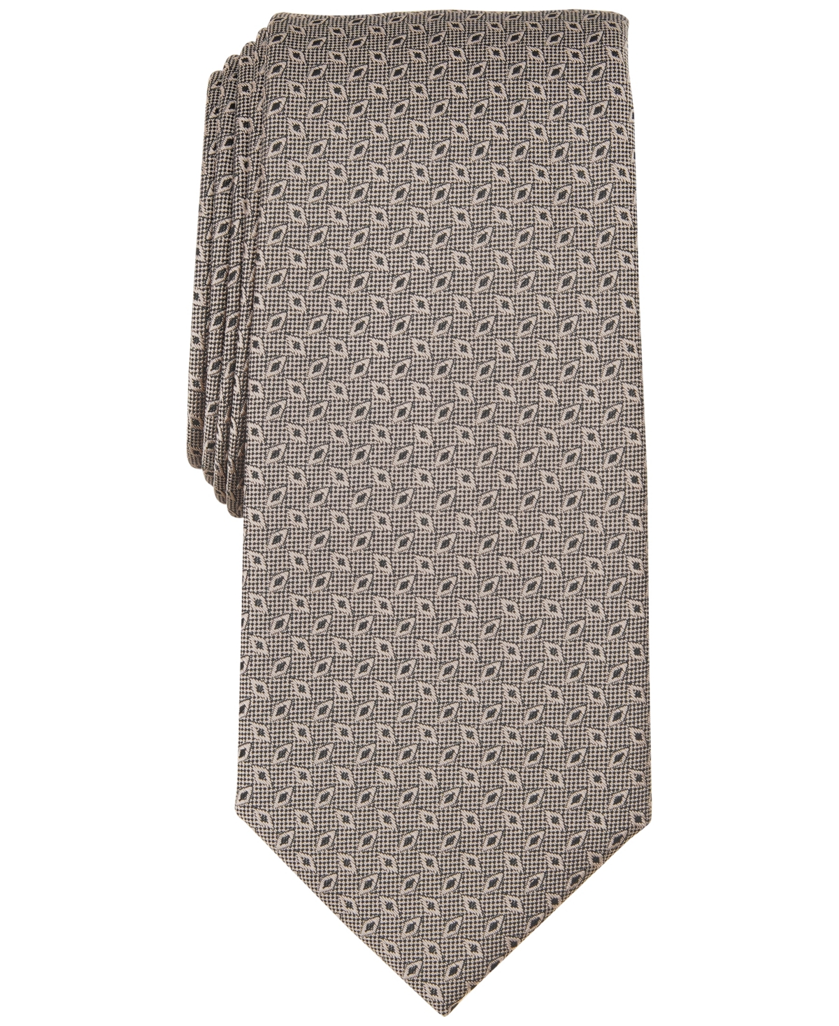 Alfani Men's Lunar Geo-print Solid Tie, Created For Macy's In Taupe