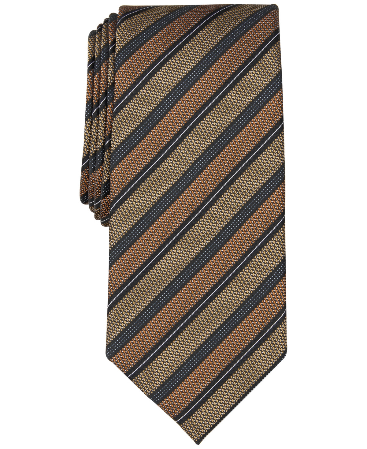 Alfani Men's Farrell Stripe Tie, Created For Macy's In Cognac