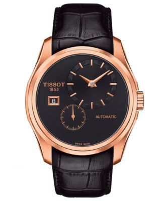 Tissot - Men's Swiss Automatic Couturier Small Second Black Leather Strap Watch 39mm