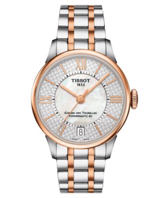 Tissot - Women's Swiss Automatic Chemin des Tourelles Powermatic 80 Helvetic Pride Two-Tone Stainless Steel Bracelet Watch 32mm