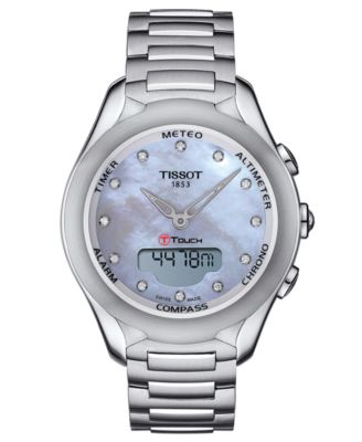 Tissot - Women's Swiss Digital T-Touch Lady Solar Diamond (1 ct. t.w.) Stainless Steel Bracelet Watch 40mm