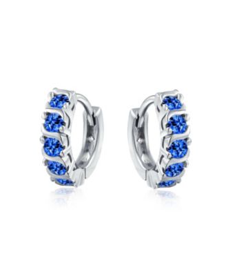Round Solitaire Cubic Zirconia CZ S-Style Wave Kpop Huggie Hoop Earrings Sterling Silver More Colors