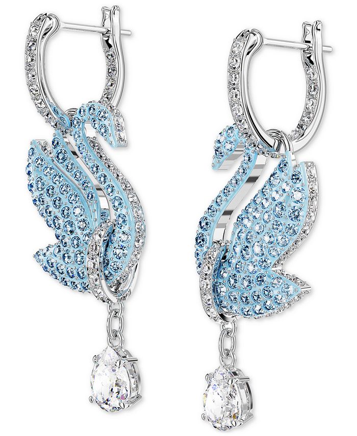 Deep Water Blue in Silver Midnight Musk Swarovski Drop Earrings
