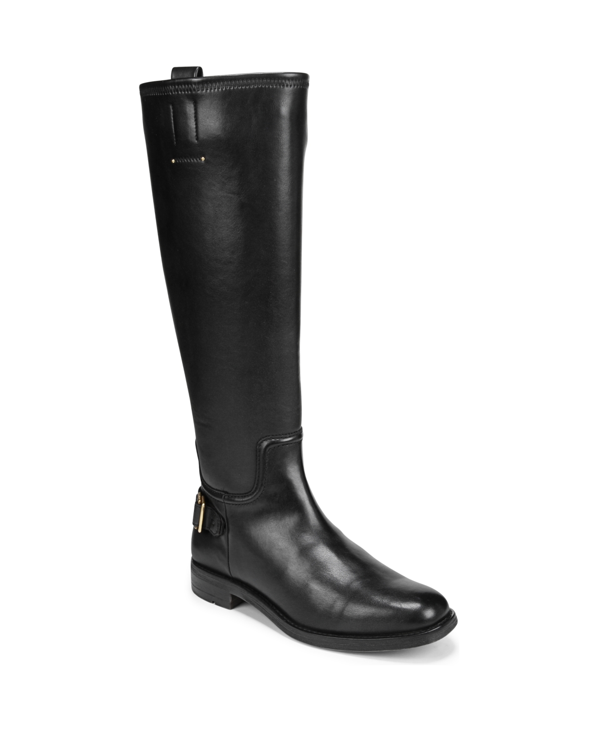 Merina Wide Calf Knee High Riding Boots - Black Faux Leather