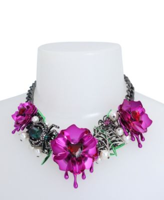 Betsey Johnson Faux Stone And Imitation Pearl Statement Flower Bib ...