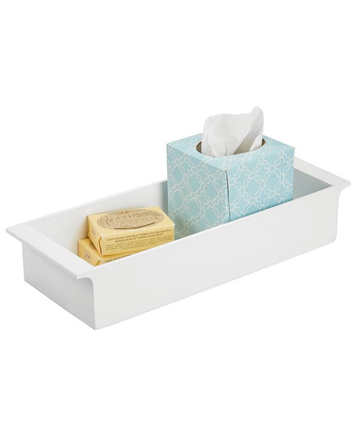 MDesign Deep Bamboo Bathroom Storage Organizer Tray, Stackable