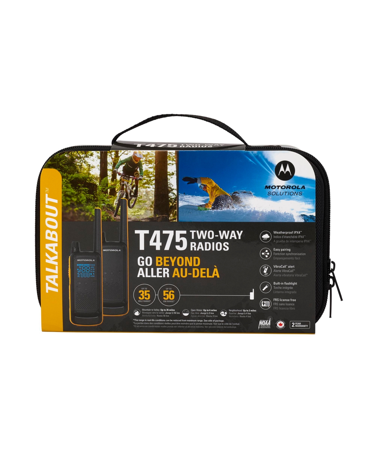 Motorola Solutions T475 35 mi. Two-Way Radio Black/Yellow 2-Pack w/ Accessories - Yellow
