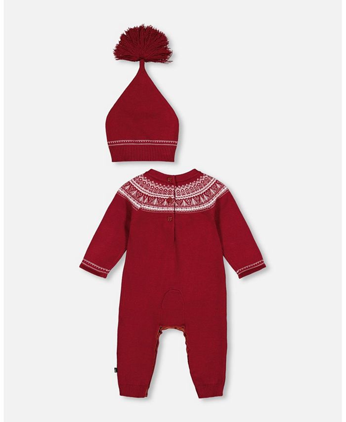 Deux par Deux Baby Girl Knitted Icelandic One Piece And Hat Set