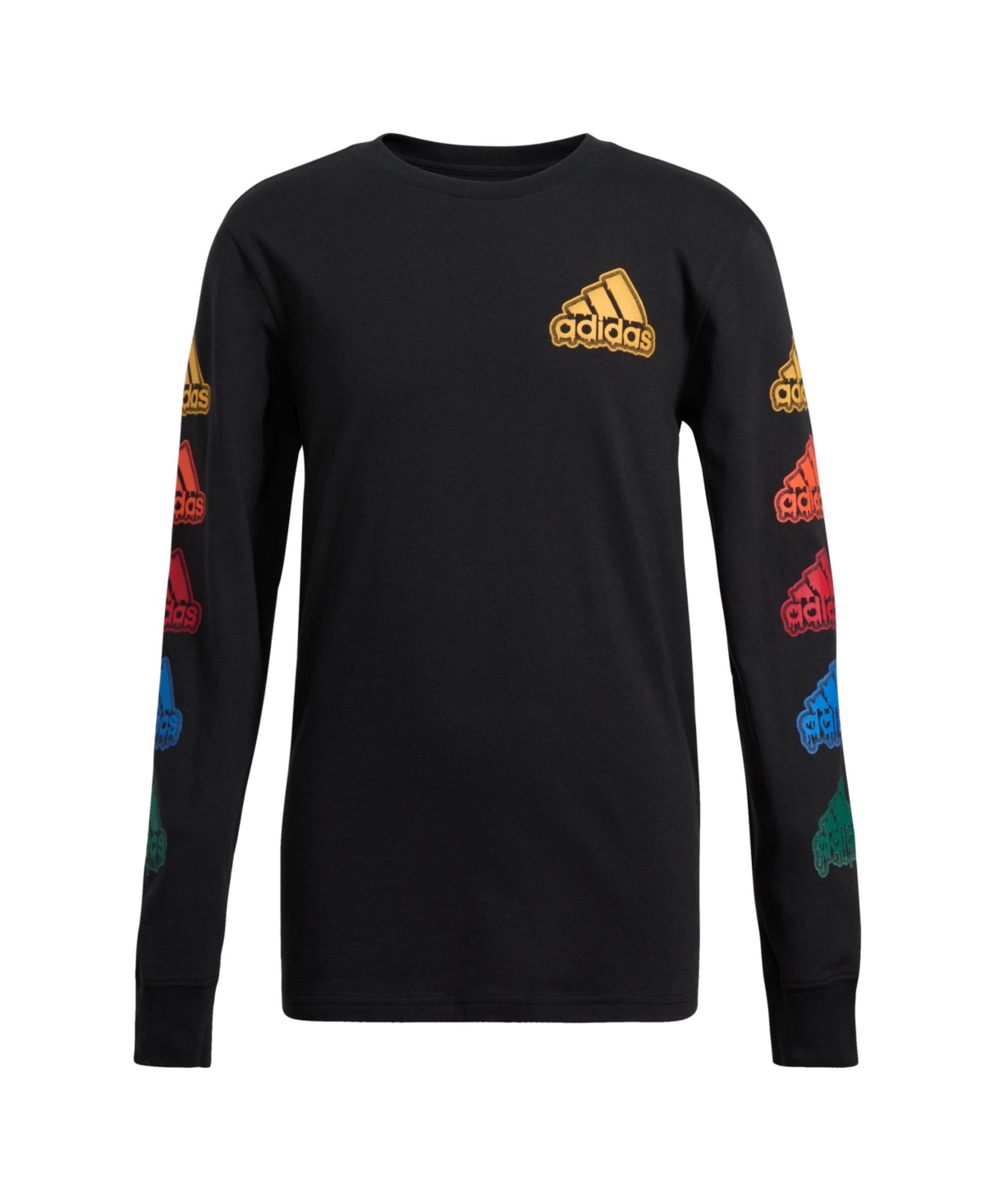 Adidas Originals Adidas Big Boys Long Sleeve Meltdown T-shirt In Black With Multicolor