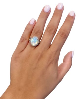 Neopolitan Opal (3 ct. t.w.) & Diamond (1/2 ct. t.w.) Halo Ring in 14k Gold