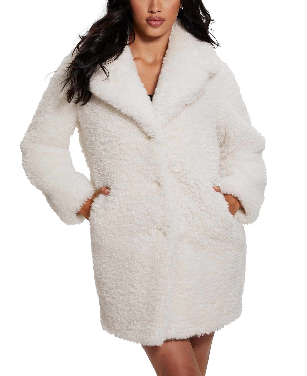 GUESS WOMEN'S ALINA FAUX-FUR COAT
