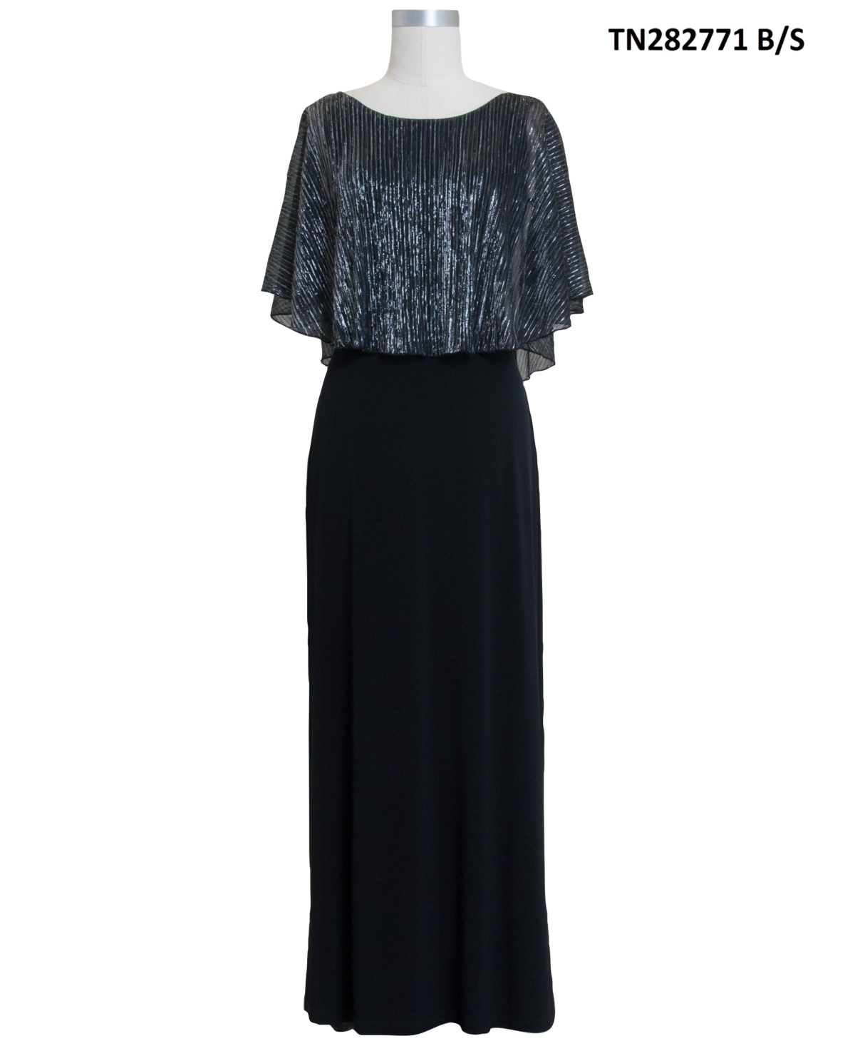 Plus Size Cape-Overlay Dress - Black/silv