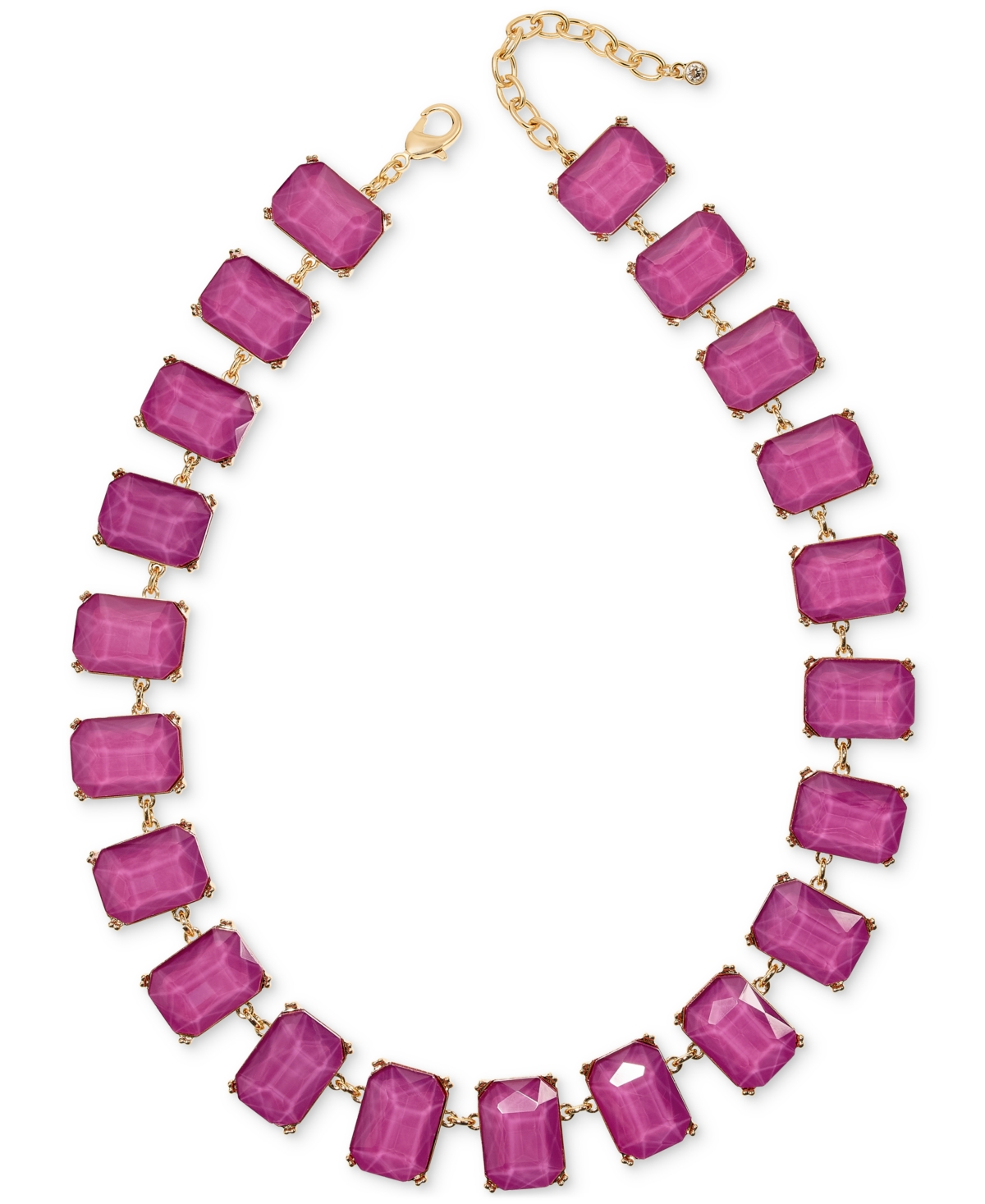On 34th Gold-tone Stone All Around Necklace, 16-1/2" + 2" Extender, Created For Macy's In Purple