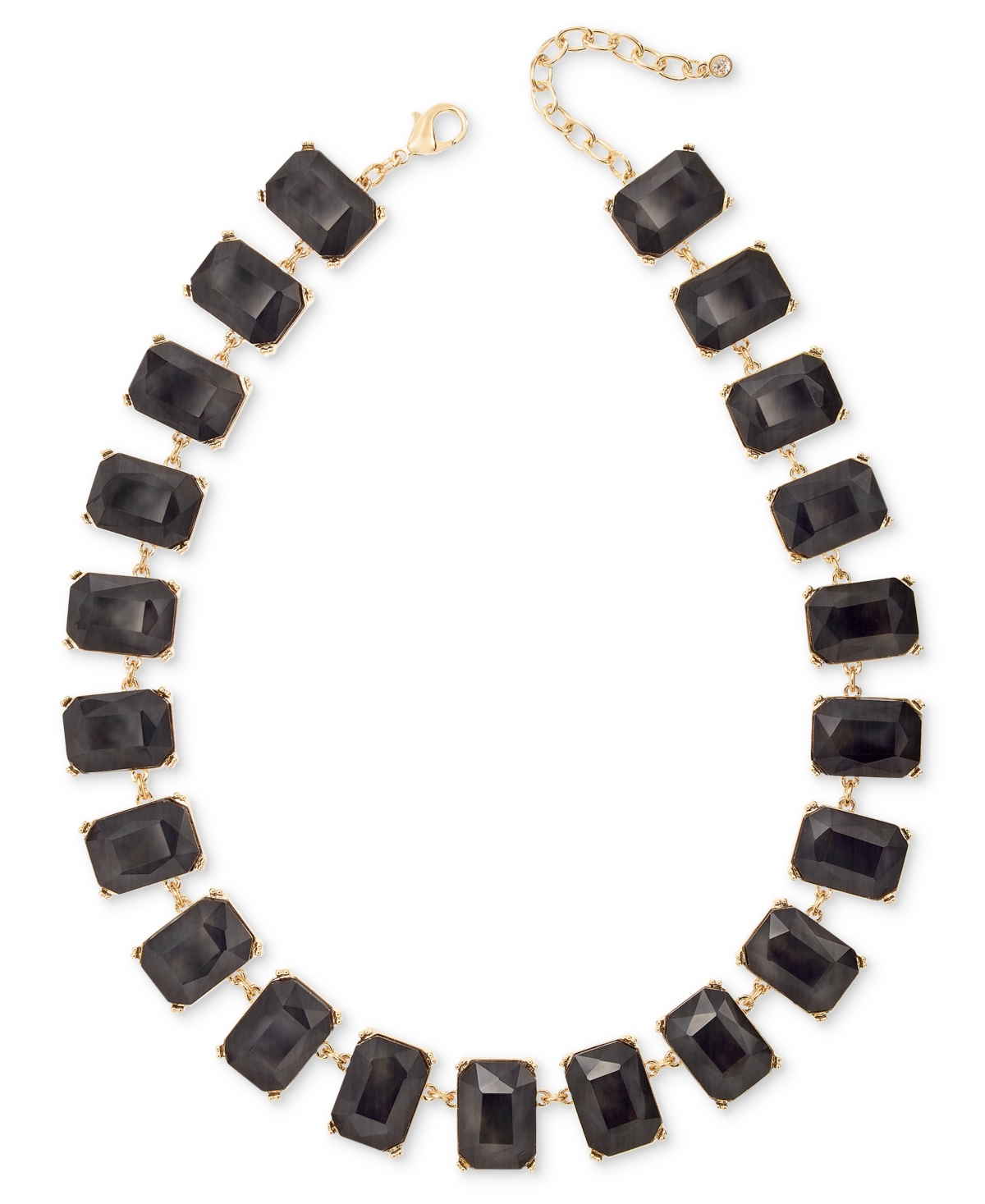 On 34th Gold-tone Stone All Around Necklace, 16-1/2" + 2" Extender, Created For Macy's In Black