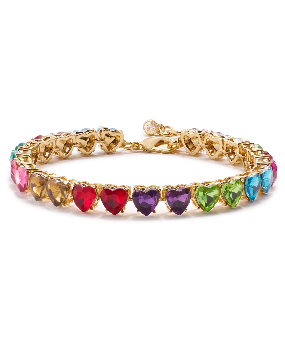 On 34th Gold-tone Heart Stone Flex Tennis Bracelet, Created For Macy's In Multi