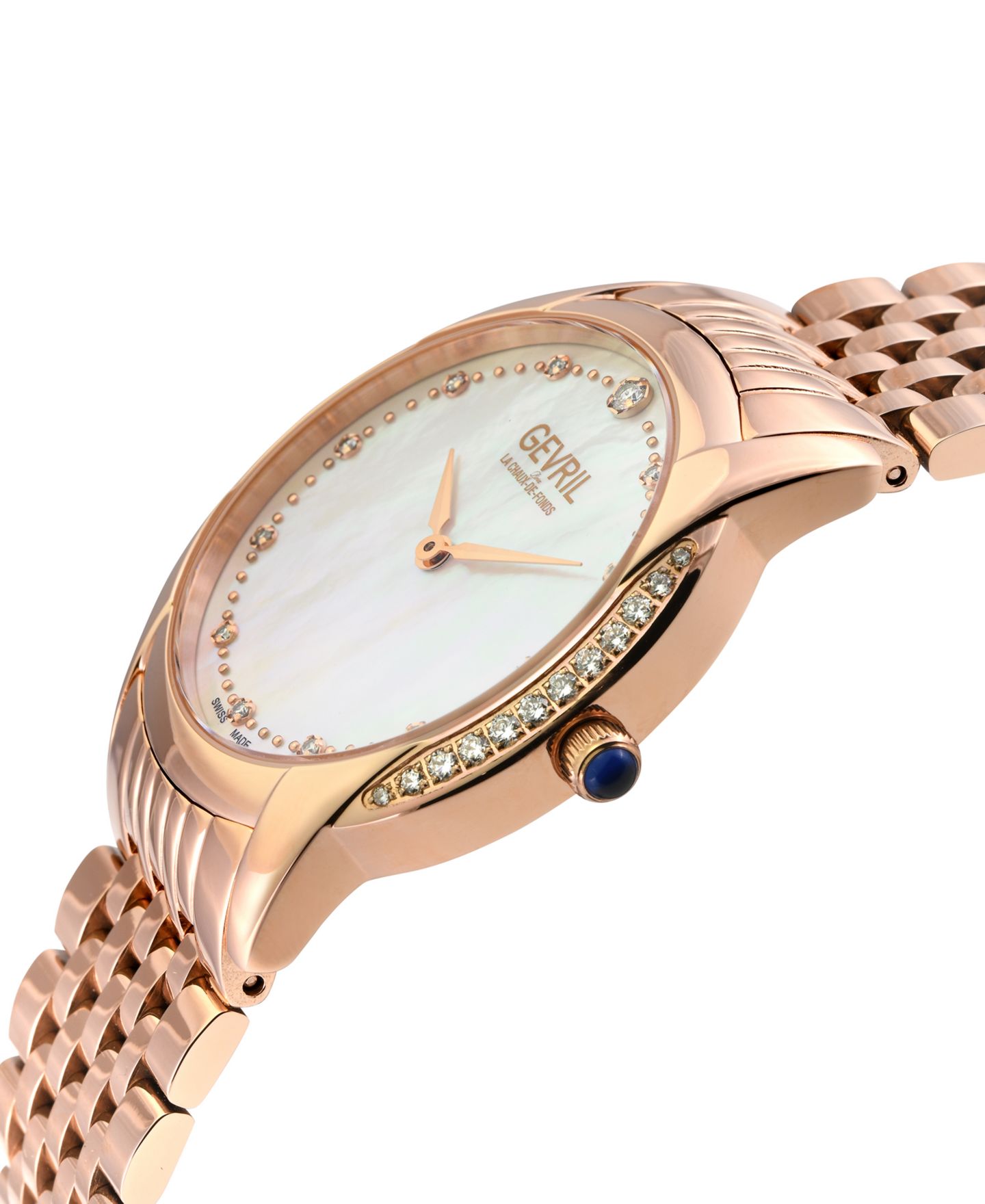 Женские часы Gevril Airolo Swiss Quartz Diamond IP Rose Stainless Steel Bracelet Watch, цвет: Розовый — фото 2