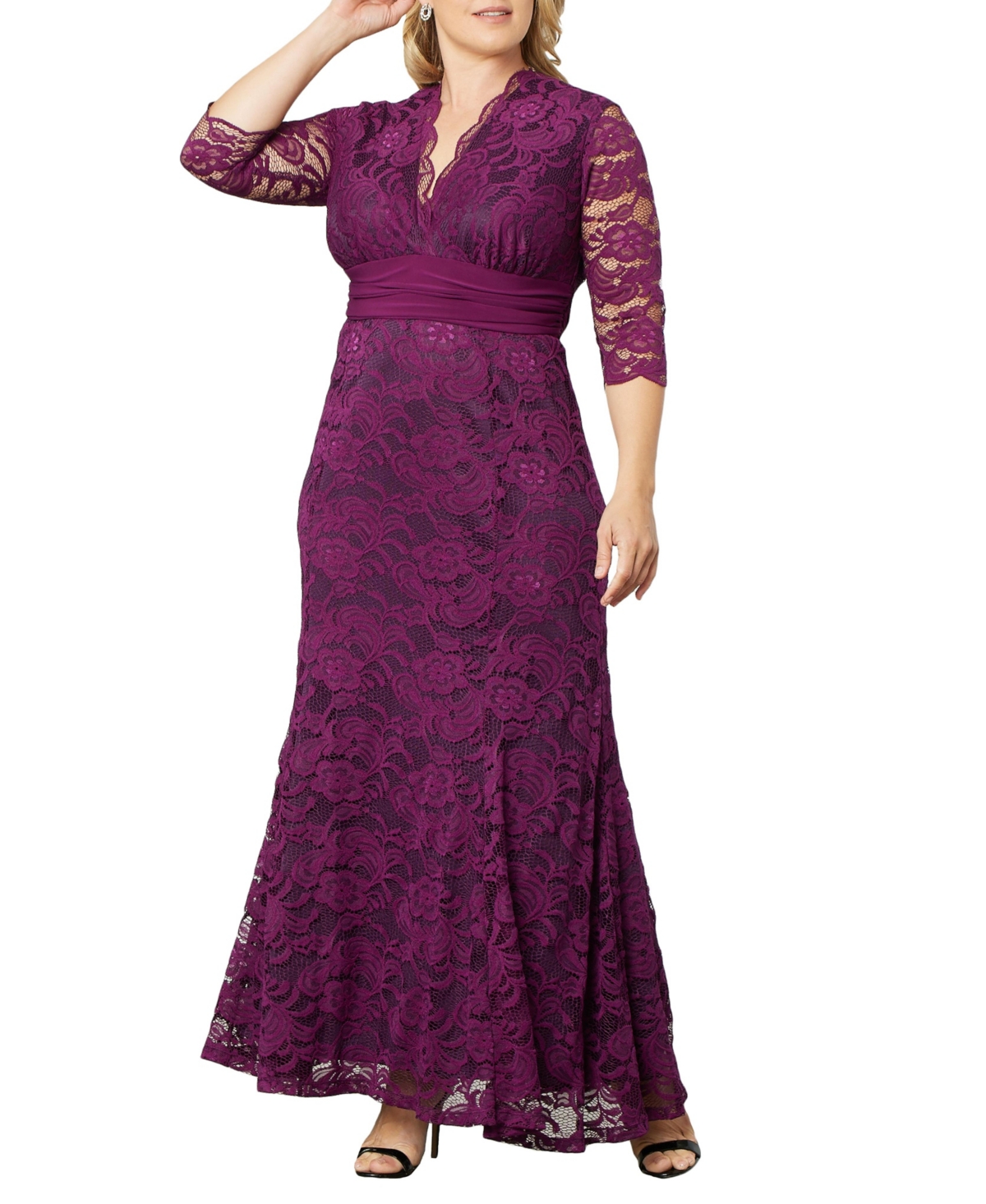 Kiyonna Plus Size Screen Siren Lace Evening Gown