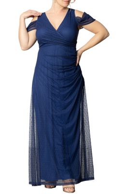 knee length dresses for ladies Color Me Blue Mesh Maxi Dress main image 0
