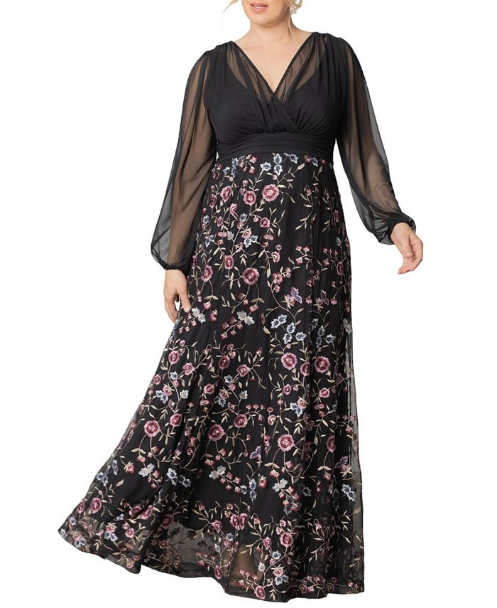 Kiyonna Plus Size Isabella Embroidered Mesh Formal Gown - Macy's