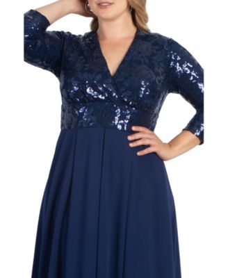 Women's Plus Size Paris Pleated Sequin Gown