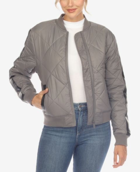 Женские куртки White Mark Lightweight Diamond Quilted Puffer Bomber Jacket