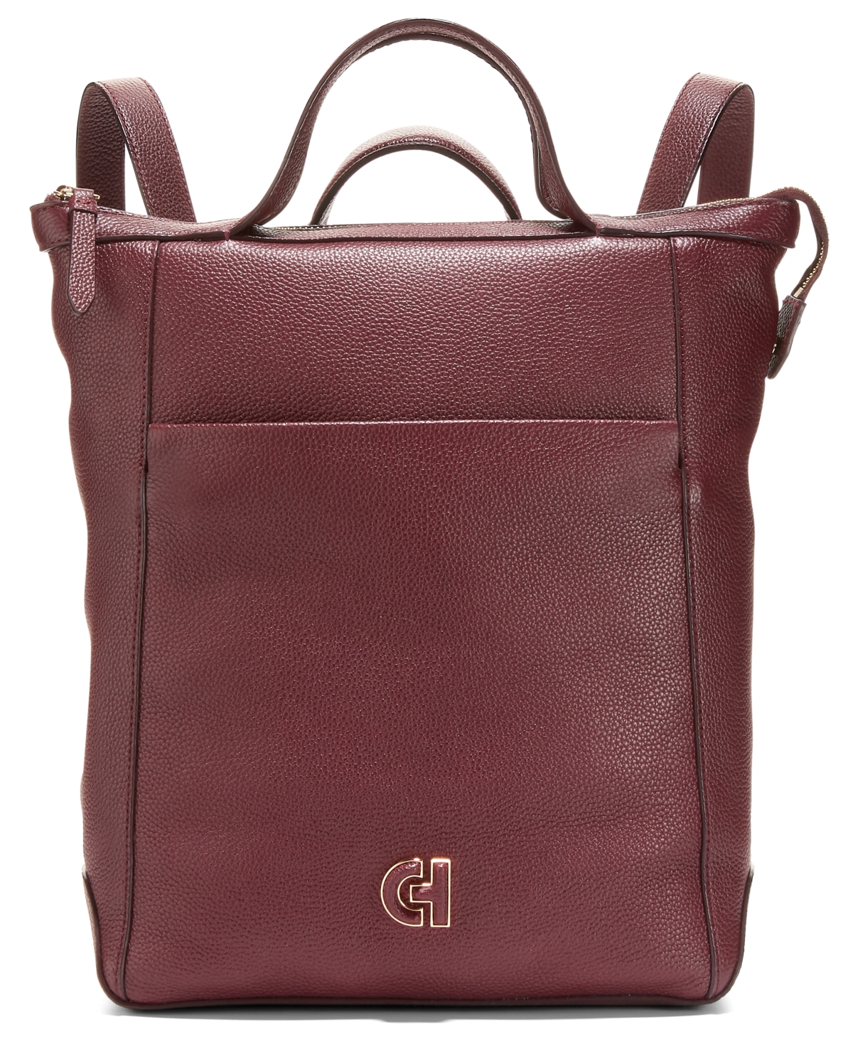 Cole Haan Small Grand Ambition Leather Convertible Luxe Backpack In Bloodstone