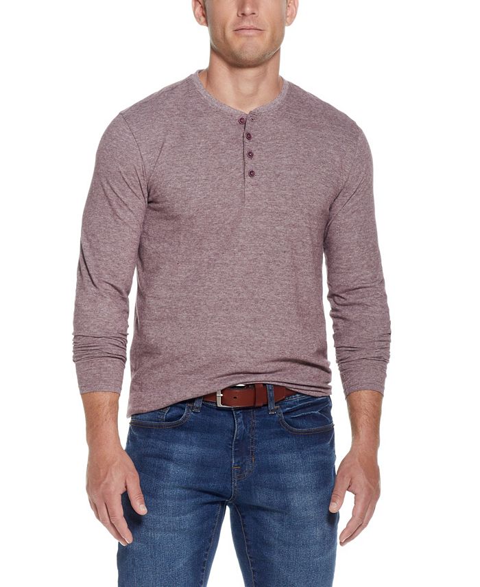 Men's Long Sleeved Microstripe Henley T-shirt