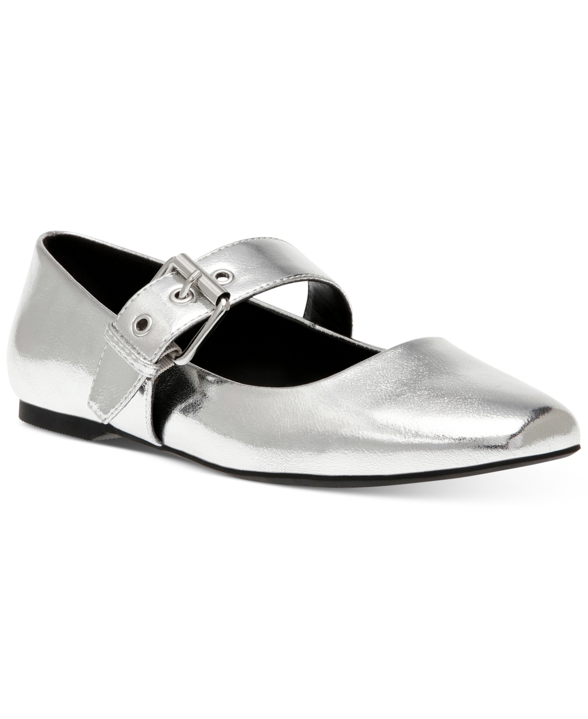 Women's Mellie Buckle Strap Mary Jane Flats - Black Patent