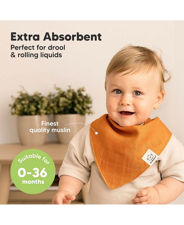 KeaBabies 8pk Lumi Muslin Baby Bibs, Bandana Bibs for Baby Boy, Baby