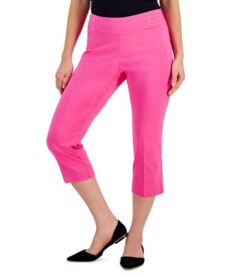 JM Collection - Petite Rivet-Detail Capri Pants