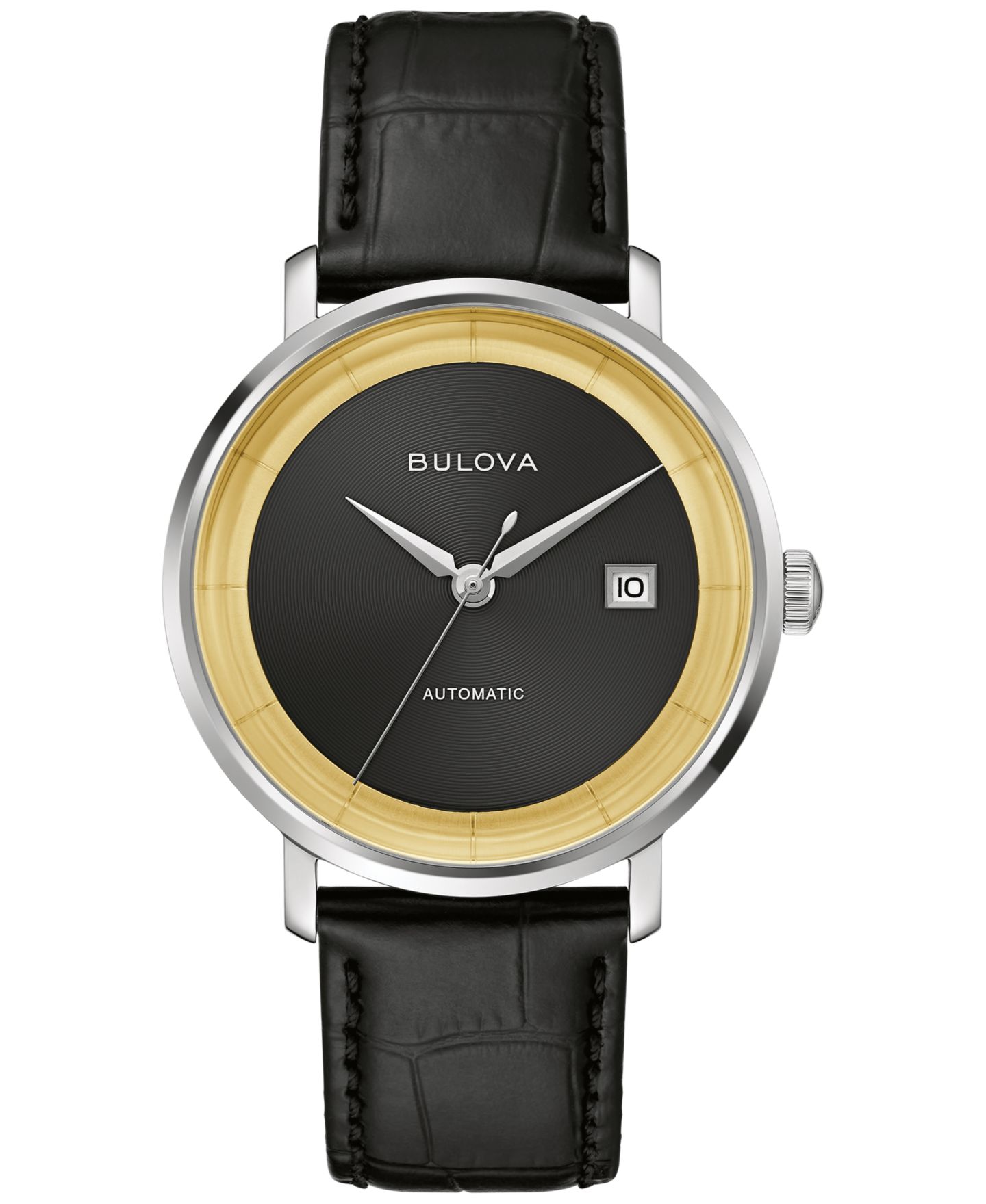 Мужские часы Bulova Classic Frank Sinatra Rat Pack Automatic Black Leather Strap Watch 40mm — фото 1