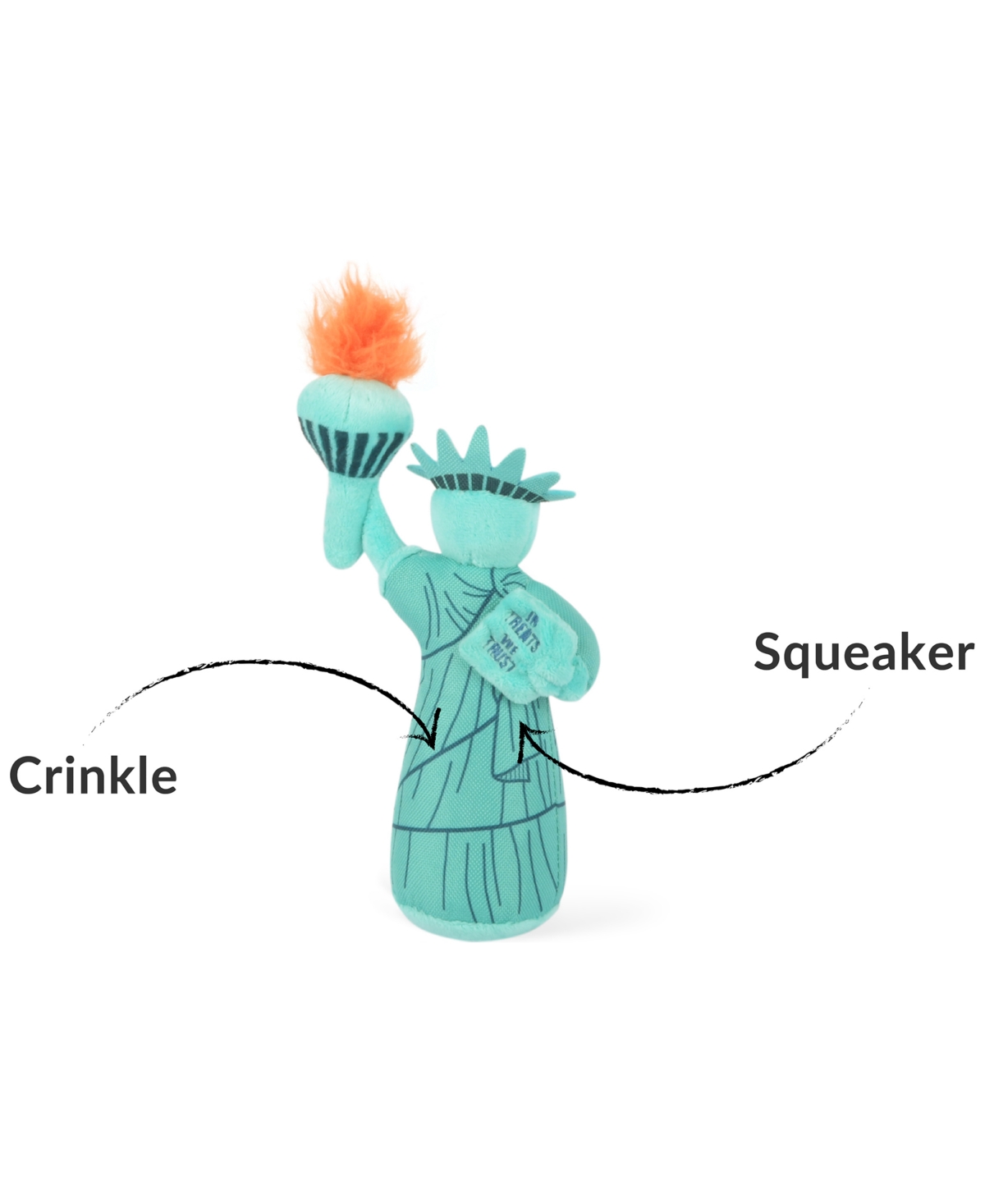 Statue of Liberty Small Plush Dog Toy - Blue