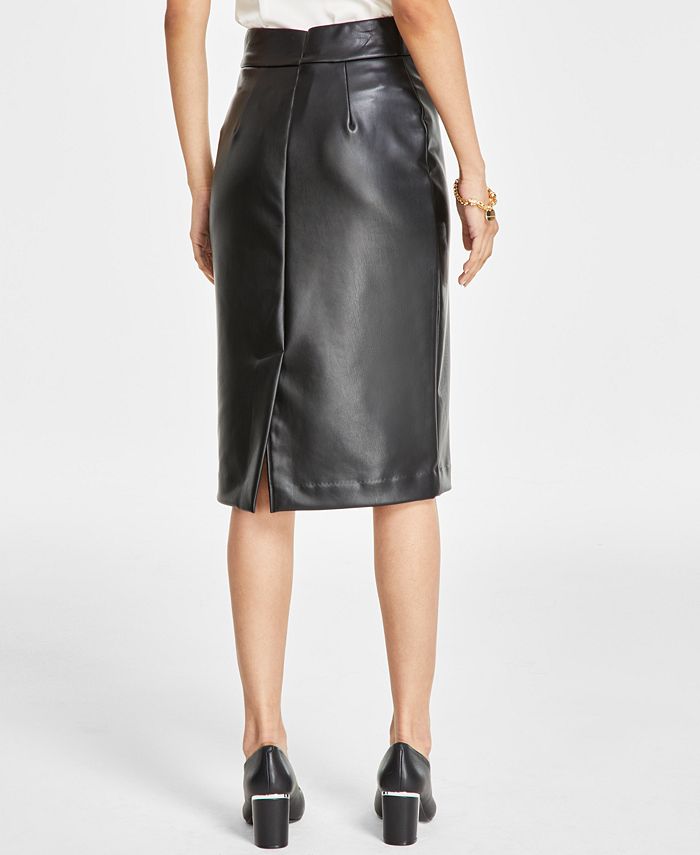 Anne Klein Women's Pull-On Faux Leather Skimmer Skirt - Macy's