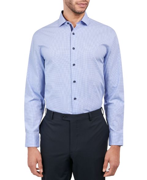 Мужская рубашка MICHELSONS OF LONDON Regular-Fit Gingham Dot Dress Shirt, цвет: Синий